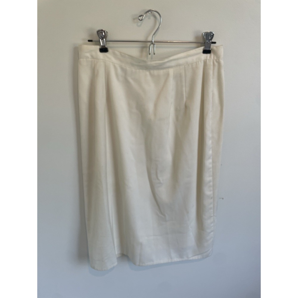 Vintage Ivory White Briggs High‎ Waisted Midi Skirt Size 28" / 12 Classic